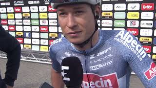 Jasper Philipsen  Interview at the start  Classic BruggeDe Panne 2024 [upl. by Ateekal505]