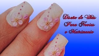 Fotos o Imagenes de Uñas Decoradas Manicure Diseño de Uñas Para Novias o Matrimonio paso a paso 33 [upl. by Naujej901]