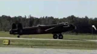 Lancaster Bomber taking off and flies overhead [upl. by Ynavoj]