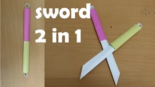 How to make a Double Paper Sword  Two in One   Mini Weapon crazyPTs Design [upl. by Zoellick]