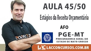 Aula 4550  Estágio da Receita Orçamentária  AFO  Concurso PGE MT [upl. by Dyrraj]