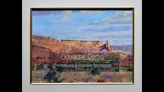 Gouache Landscape Tutorial Demo transparent amp opaque techniques  High Desert landscape [upl. by Ollecram390]