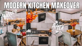 EXTREME KITCHEN MAKEOVER MODERN BACKSPLASH ON A BUDGET [upl. by Marget]