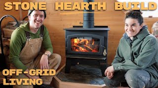 Building a Beautiful Stone Fireplace  Cabin Hearth Build  OffGrid Alaska [upl. by Allenad]