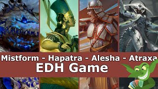 Mistform vs Hapatra vs Alesha vs Atraxa EDH  CMDR game play for Magic The Gathering [upl. by Hsreh349]