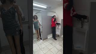 Dummy in restroom pranks guy shorts [upl. by Matthus]