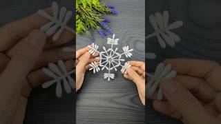 Snowflake made with ear buds diy shorts [upl. by Animlehliw]