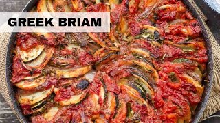 Greek BRIAM  Greek Vegan Recipe with Zucchini and Potatoes Roasted Vegetables Recipe [upl. by Ernesta]