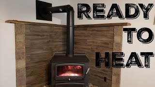 Wood Stove Install Stove Pipe And First Fire [upl. by Nalor240]