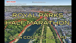 Royal Parks Half Marathon 2024 fly over the halfmarathon course Video of the race path [upl. by Pokorny]