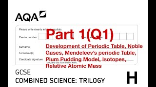 AQA GCSE Combined Science Higher Chemistry Paper 1H June 2021 Part 1 Q1 [upl. by Lesnah]