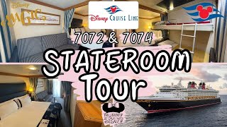 Disney Magic Stateroom Tour  Adjoining Verandah Rooms With Bunks 7072 amp 7074  Mummy Of Four UK [upl. by Jablon661]