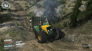 BUHRER 6105 4X4 Tractor towing a trailer with cointainer on steep hills  Spintires Mudrunner [upl. by Aksel308]