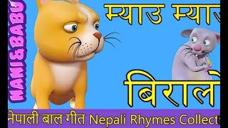 Meow Meow Biralo  Myau Myau Biralo  Nepali Rhymes Collection  लोक प्रिय नेपाली बाल गीत [upl. by Kurtzman]