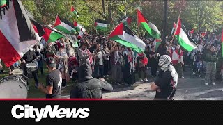 ProPalestinian rally at Dorchester Square in downtown Montreal [upl. by Oicneconi]