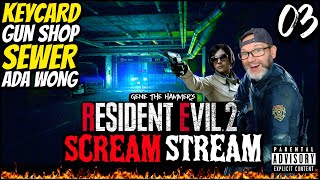 🟥RESIDENT EVIL 2 REMAKE😱KEYCARD GUN SHOP SEWER amp ADA WONG re2remake residentevil live horror [upl. by Novyar]