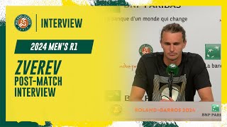 Zverev Round 1 postmatch interview  RolandGarros 2024 [upl. by Nnylannej]