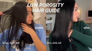 the ONLY guide youll need for low porosity hair  products blowout wavy hair routine [upl. by Anelem209]