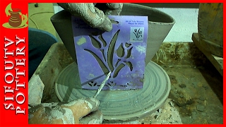 Pottery for Beginners  How to Make a Carved Pottery Vase decorated with flowers [upl. by Stanislaw]