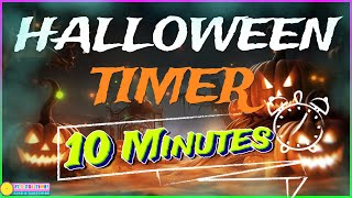 10 MINUTE HALLOWEEN TIMER with Music and Alarm ⏰🎃👻 10 Minute Timer for Kids Classroom Timer [upl. by Janeen]