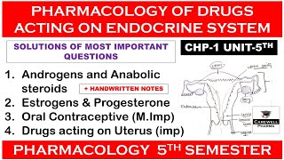 Solution Unit 5  Pharmacology of drugs acting on endocrine system complete  Pharmacology 5 sem [upl. by Fey]