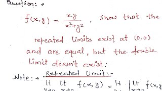 Problem on Limits of functions of two variables  Bsc 2nd year maths [upl. by Yenahs]