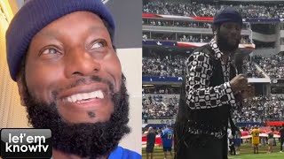 Tyrese Gibson Premieres A “Marvin Gaye” Look While Singing The Anthem At The Rams Game🤔 [upl. by Skier]