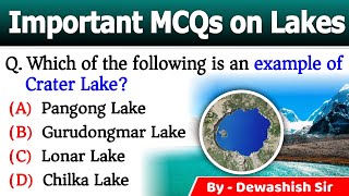 Important Lakes Of India  World Lakes  भारत की प्रमुख झीलें Lakes Of India amp World Gk MCQs lakes [upl. by Paschasia]