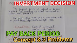 2 Pay Back Period method concept amp Problem Financial Management BCOM [upl. by Cara]