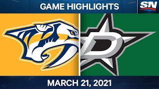 NHL Game Highlights  Predators vs Stars – Mar 21 2021 [upl. by Grider]