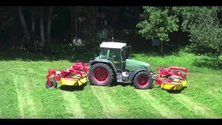 Fauche du foin et andainage Fendt  John Deere  Fella [upl. by Lorant175]