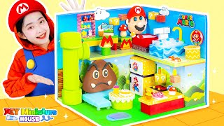 Build The Iconic Mario House With Cardboard And Polymer Clay ❤️  DIY Miniature House [upl. by Enneillij592]