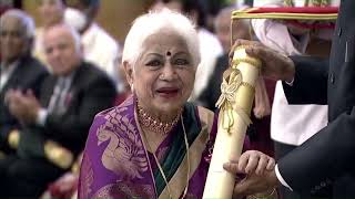 President Kovind presents Padma Shri to Smt Sankaramanchi Janaki for Art [upl. by Sinegold]