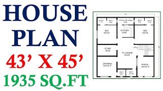 43 X 45 HOUSE PLAN 1935 SQFT  215 SQYDS [upl. by Brotherson]