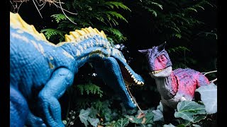 Carnotaurus vs Suchomimus Toy FightJurassic World Fallen Kingdom [upl. by Etnelav]