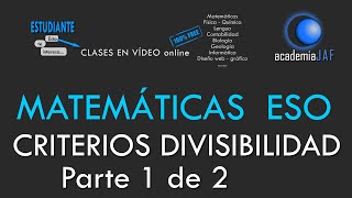 Criterios de divisibilidad por 2 3 4 5 6 y 7 parte 1 de 2  Mútiplos y Divisores  MATEMÁTICAS [upl. by Aramot]