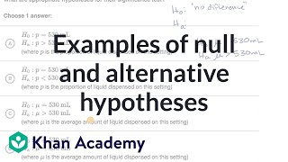 Examples of null and alternative hypotheses  AP Statistics  Khan Academy [upl. by Euqinomahs935]