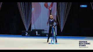 Khrystyna Pohranychna Ribbon Qual 29250  Gdynia Rhythmic Stars 2023 [upl. by Daphene]