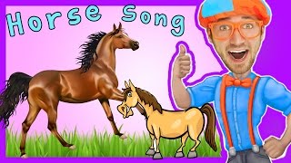 Horses for Kids  Horse Song Nursery Rhymes by Blippi [upl. by Markland224]