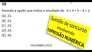 Concurso IMBEL FGV 2021  Prova de Matemática – Questões 39 [upl. by Lipsey]