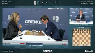 Magnus Carlsen vs Richard Rapport GRENKE Chess Classic 2024 Round 1 [upl. by Wolbrom577]