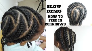 HOW TO FEED IN CORNROWS  SLOW DEMO [upl. by Samuel245]