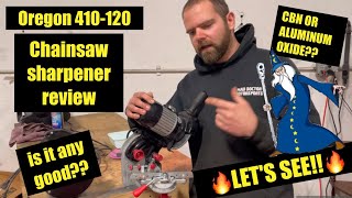 Oregon 410120 Chainsaw chain sharpenergrinder review CBN vs Aluminum Oxide info [upl. by Leventhal]