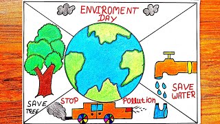 World Environment Day drawing  Paryavaran Pradushan drawing  Save earth poster [upl. by O'Hara]