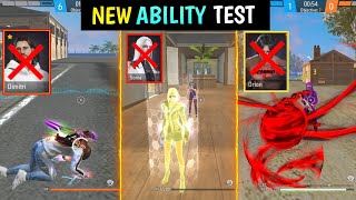 3 SUDDEN CHARACTER ABILITY CHANGES  SONIA ORION amp DIMITRI NEW ABILITY TEST  GARENA FREE FIRE [upl. by Namwob]