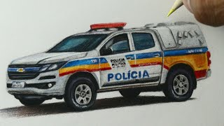 Como desenhar o carro da Polícia Militar de Minas Gerais [upl. by Enoob]