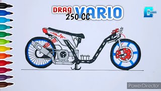 CARA MENGGAMBAR MOTOR DRAG MATIC  VARIO TURBO 250 CC [upl. by Tevis427]