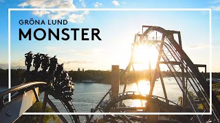 Monster at Gröna Lund by Drone  POV New for 2021 BampM Inverted rollercoaster [upl. by Ayahs491]