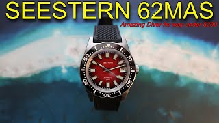 SEESTERN 38mm Automatic 62mas Homage Red Fume Colored Vintage Skin Diver Watch 179 [upl. by Whitelaw]