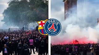 PsgUltras Cortège a Barcelone  fc barcelone  Paris SG 14 UCL 1642024 [upl. by Emina]